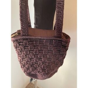 The Sak Crochet Woven Shoulder Bag Purse Plum Purple Boho Hippie